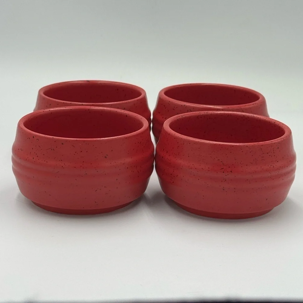 Unbranded Red & Black Speckled Stoneware Bowls Set of 4